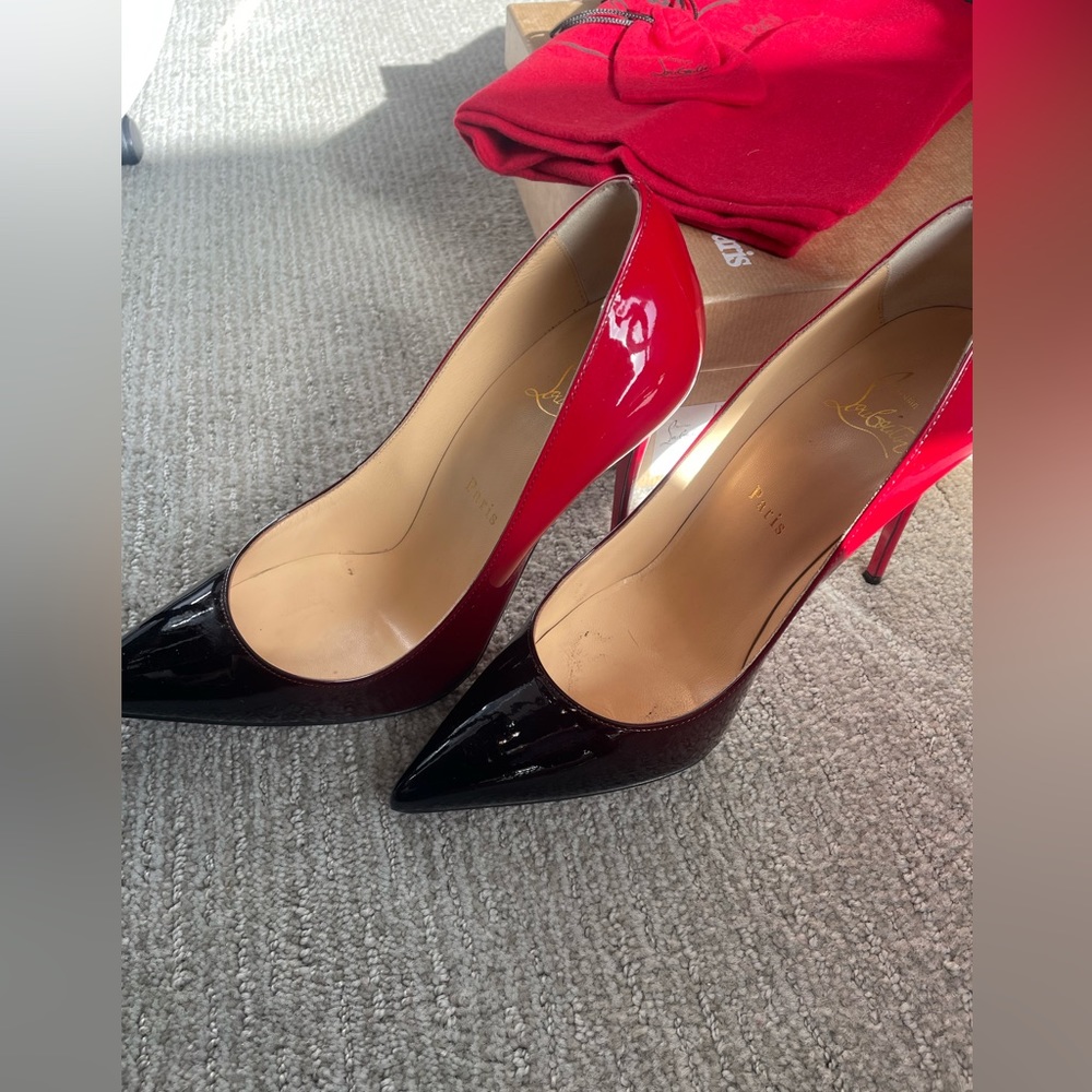 Authentic Christian Louboutin rare kate 100 patent degrade black red size 38 …